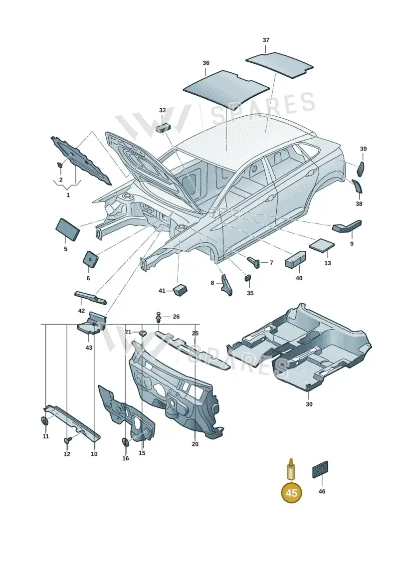 D190M00A3 — Volkswagen Taigo (2021-2024) diagram 2f0863200, position 45