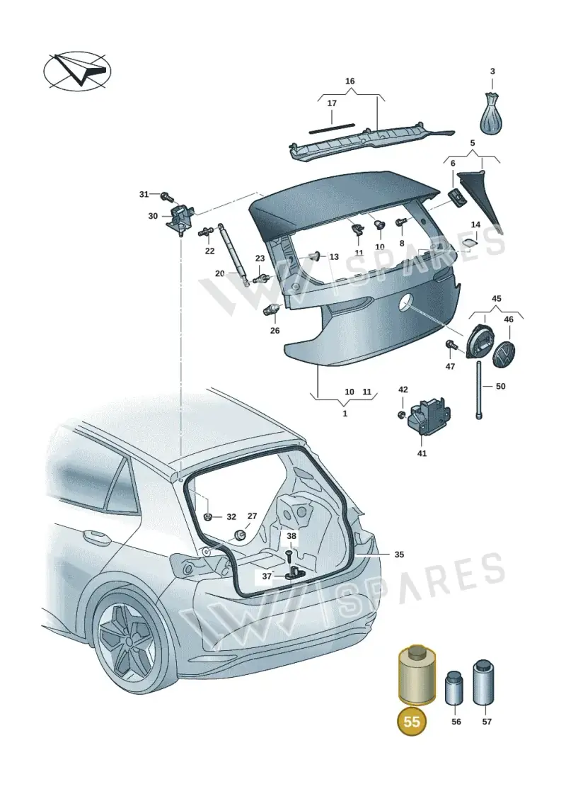 D195850A1 — Volkswagen ID.3 Pro (2019-2024) diagram 10a827000, position 55