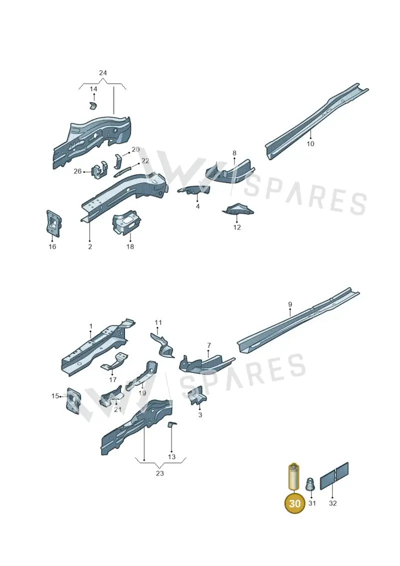 D321M16M2 — Volkswagen Golf 2.0 BlueMotion (2019-2024) diagram 5h0803000, position 30