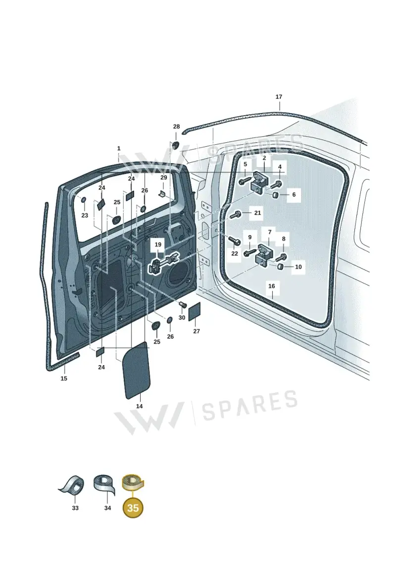 D422S25A2 — Volkswagen Caddy Maxi Kombi (2020-2024) diagram 2ka831000, position 35