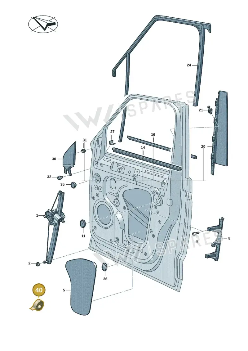 D422S25A2 — Volkswagen Multivan (2021-) diagram 7t0837500, position 40