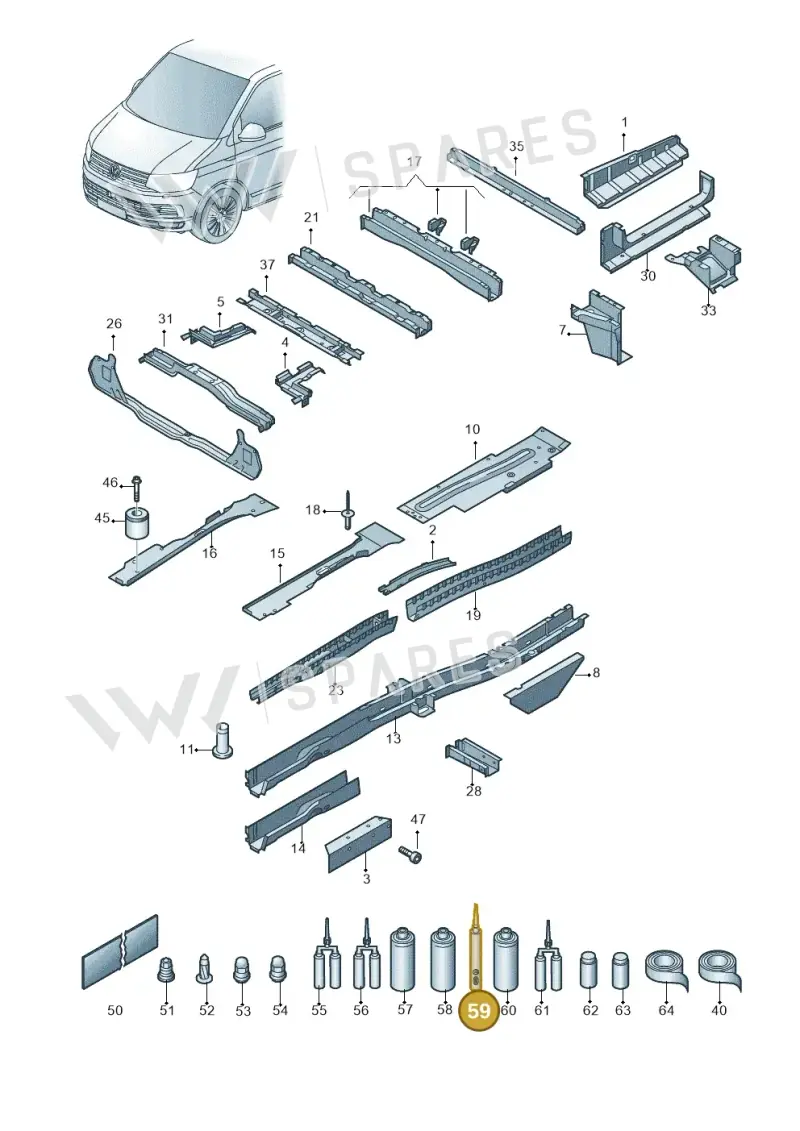 D476KD2M2 — Volkswagen Caravelle (2019-2024) diagram 861803400, position 59