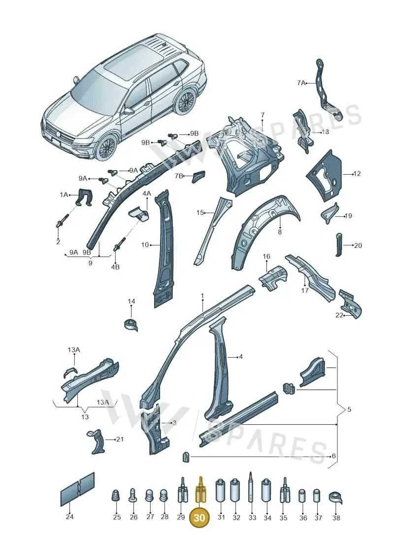 D506110A2 — Volkswagen Tiguan 2.0 4Motion (2017-2024) diagram 833809000, position 30