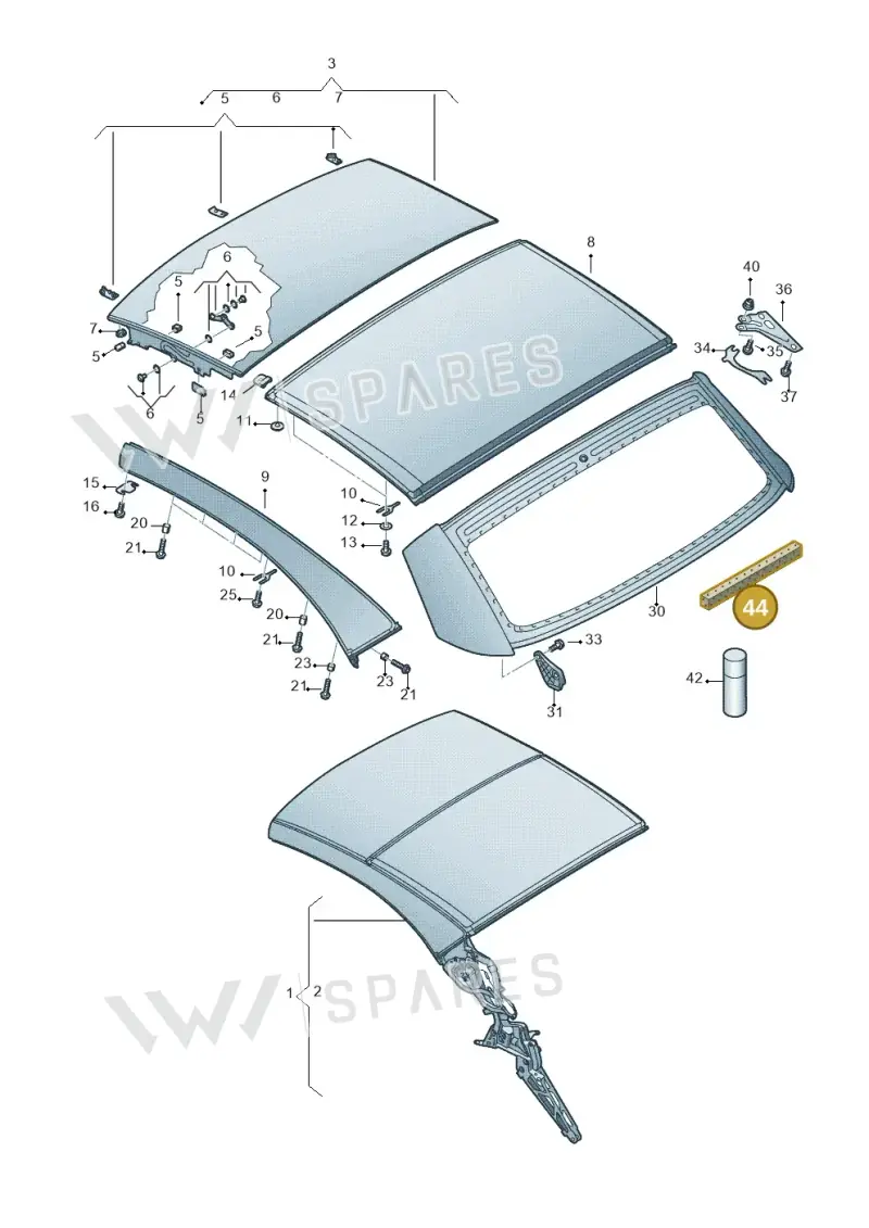 D542025A2 — Volkswagen Eos BlueMotion (2010-2015) diagram 482871000, position 44