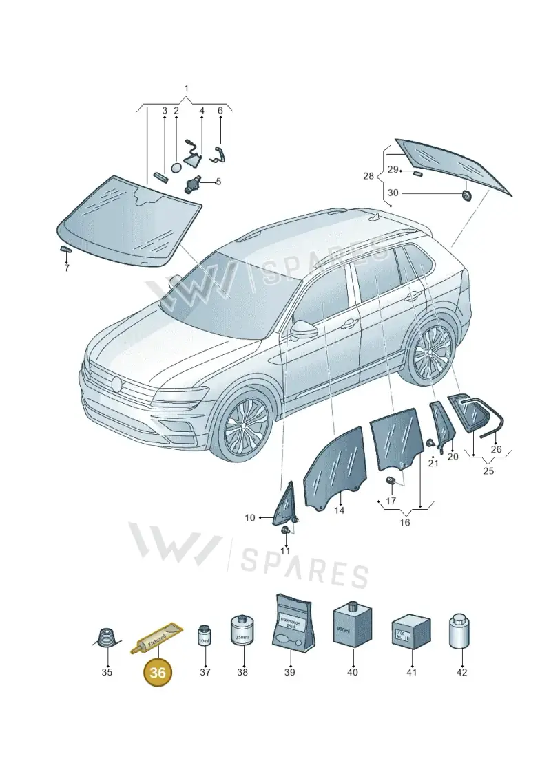 DH009100A2 — Volkswagen Tiguan 2.0 4Motion (2016-2024) diagram 884845000, position 36