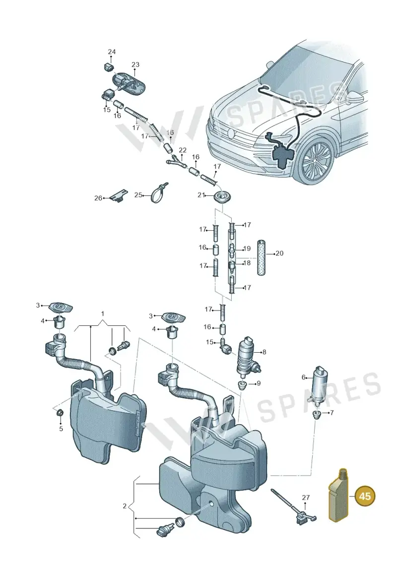 G052164M9 — Volkswagen Tiguan 2.0 4Motion (2016-2024) diagram 884955100, position 45