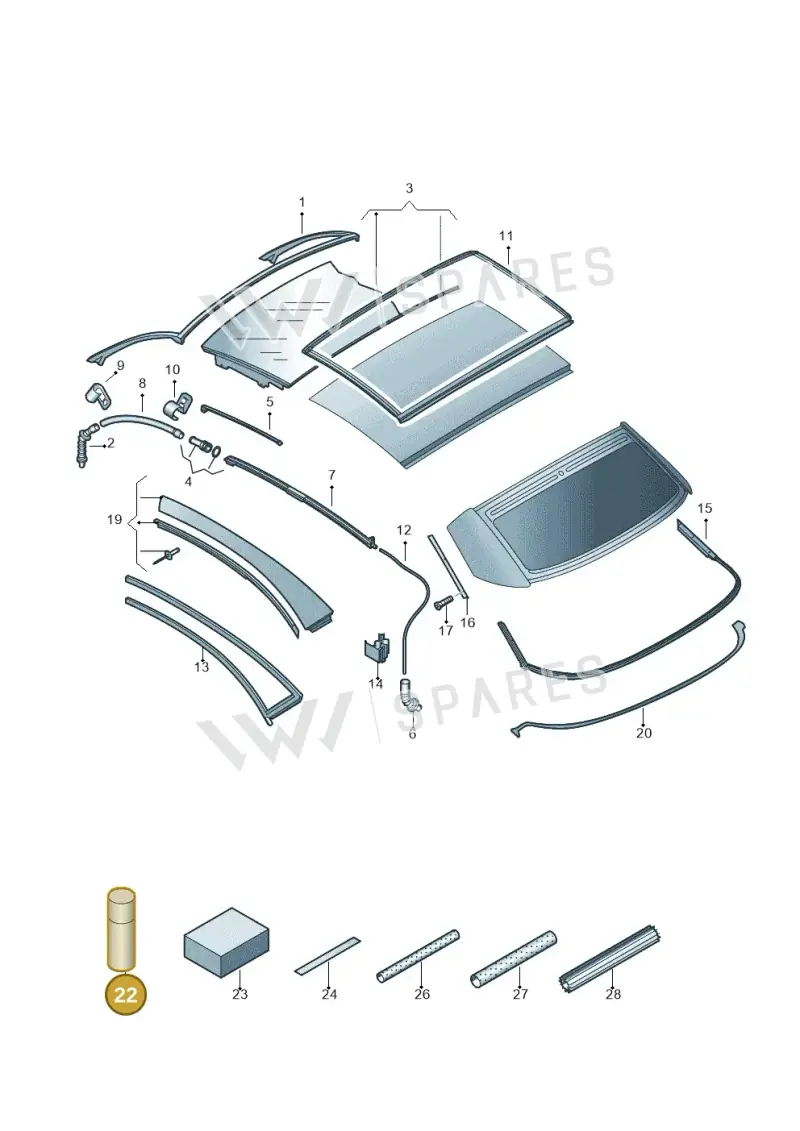 G052172A1 — Volkswagen Eos BlueMotion (2010-2015) diagram 482871200, position 22