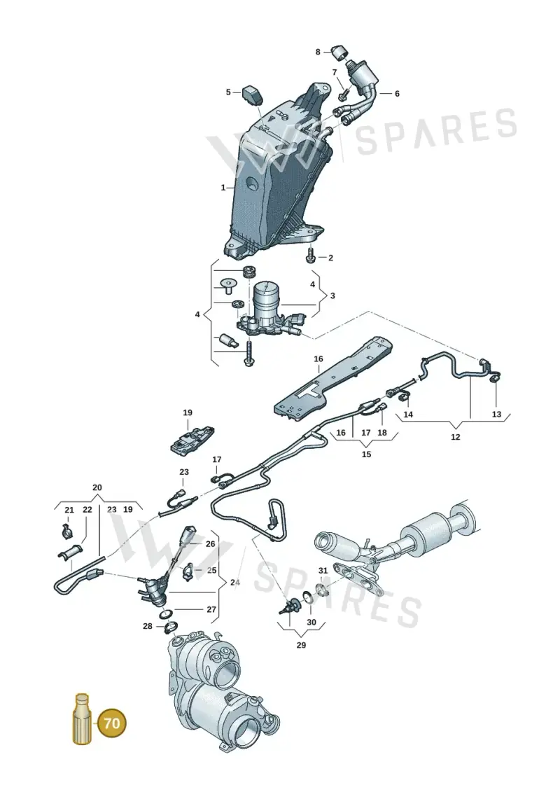 G052910M3 — Volkswagen Caddy Maxi Kombi (2020-2024) diagram 2ka253100, position 70