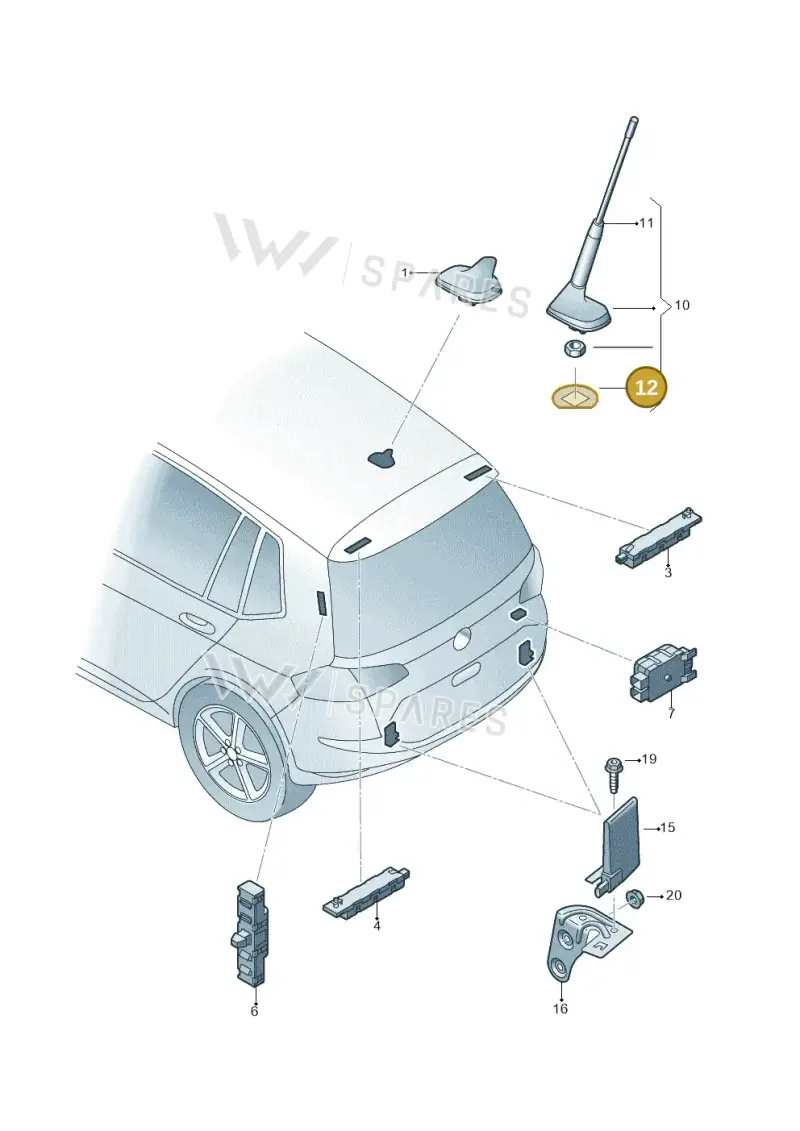 JKV011110 — Volkswagen Golf Sportsvan (2014-2020) diagram 780035100, position 12