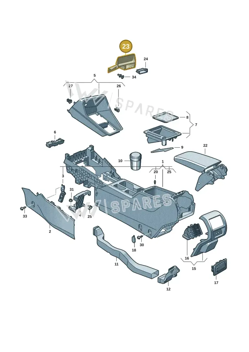 JKV863320 — Volkswagen Caddy Maxi Kombi (2020-2024) diagram 2ka863050, position 23