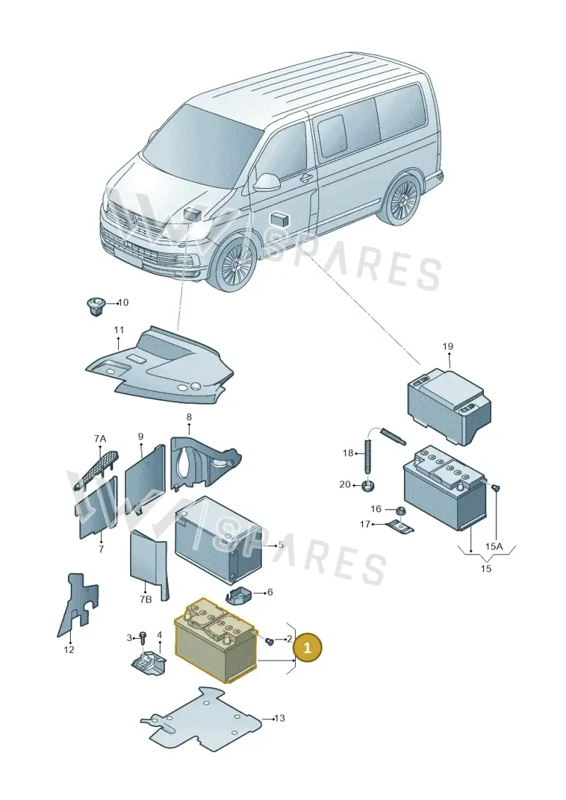 JZW915105 — Volkswagen Caravelle (2015-2019) diagram 861915000, position 1