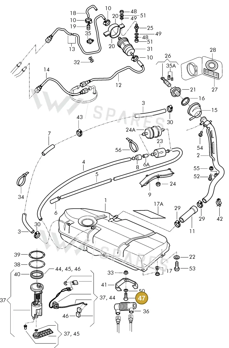 N0102071 — Volkswagen NOVO GOL/SAVEIRO (1994-2002) diagram 303201010, position 47