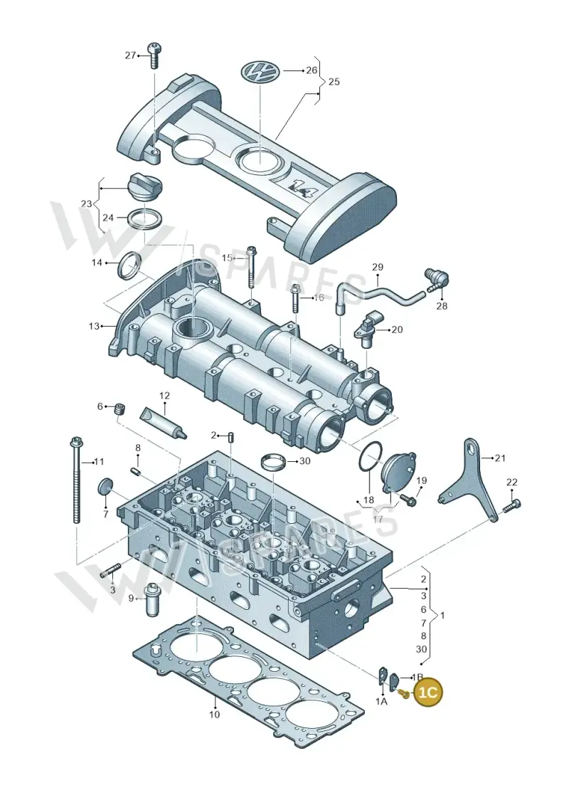 N01029315 — Volkswagen Polo (2012-2014) diagram 474103400, position 1C