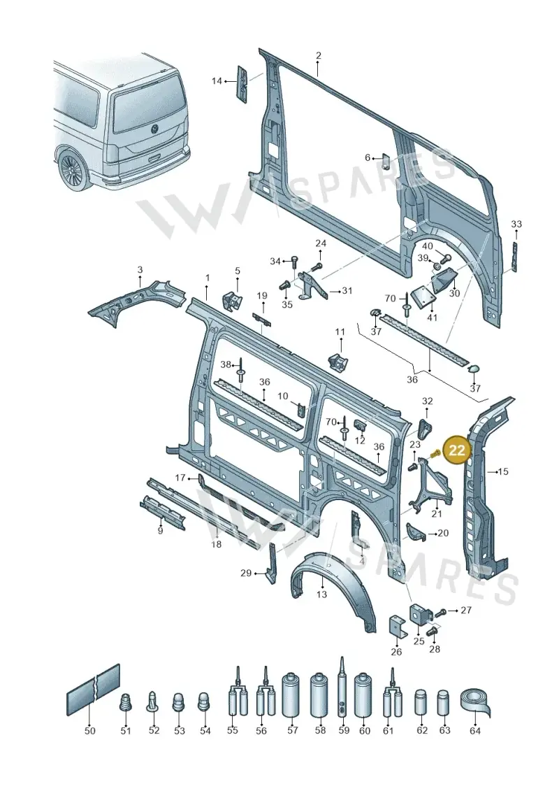 N01029316 — Volkswagen Caravelle (2019-2024) diagram 861809000, position 22