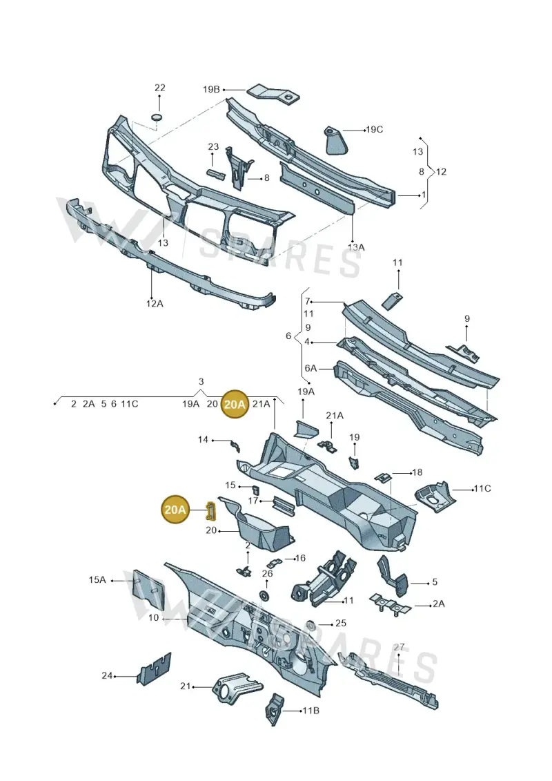 N0105643 — Volkswagen Parati (2010-) diagram 303805000, position 20A