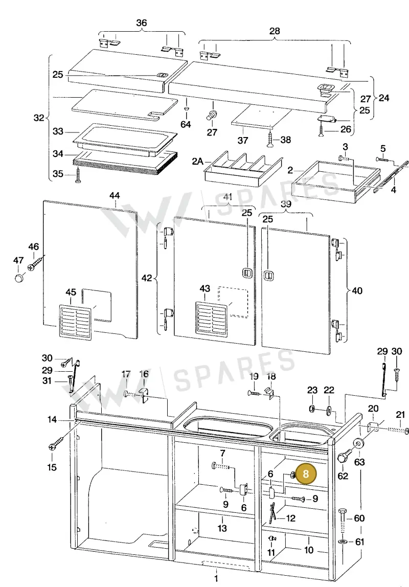 N0110044 — Volkswagen Campmobile-T4 (1991-1995) diagram 132140100, position 8
