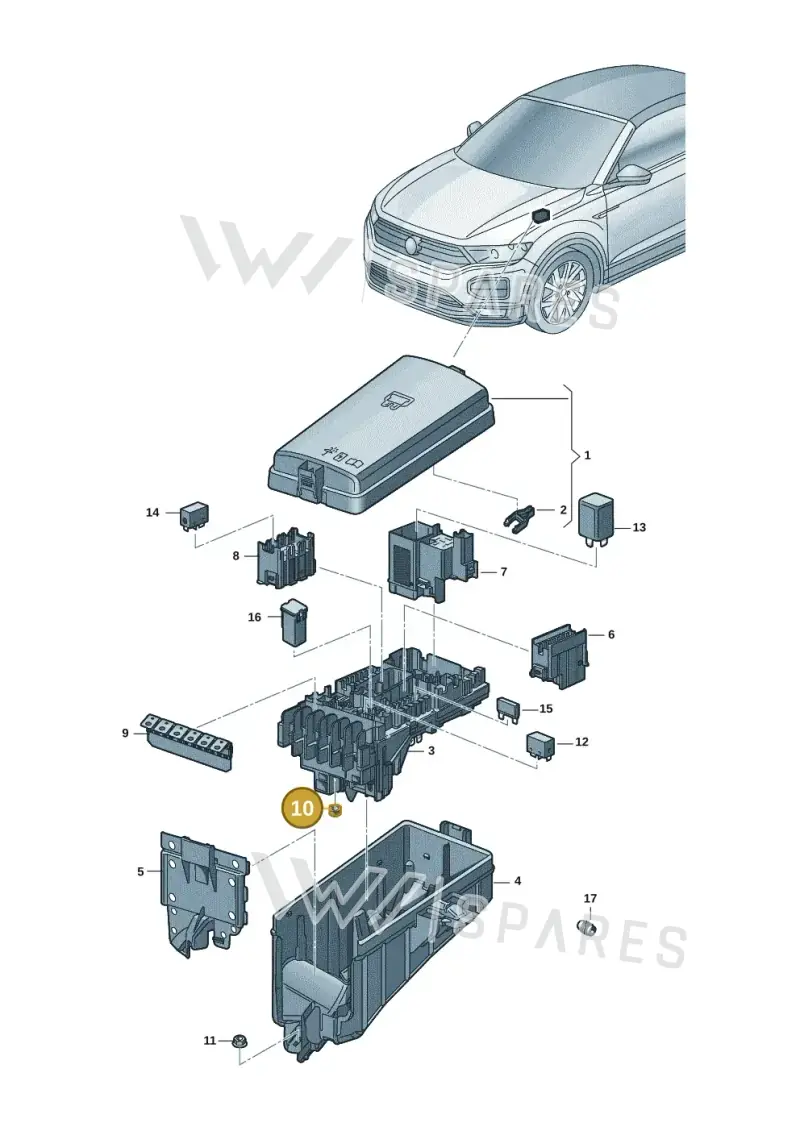 N01100636 — Volkswagen T-Roc convertible 1.5 (2019-2024) diagram 2gk937010, position 10