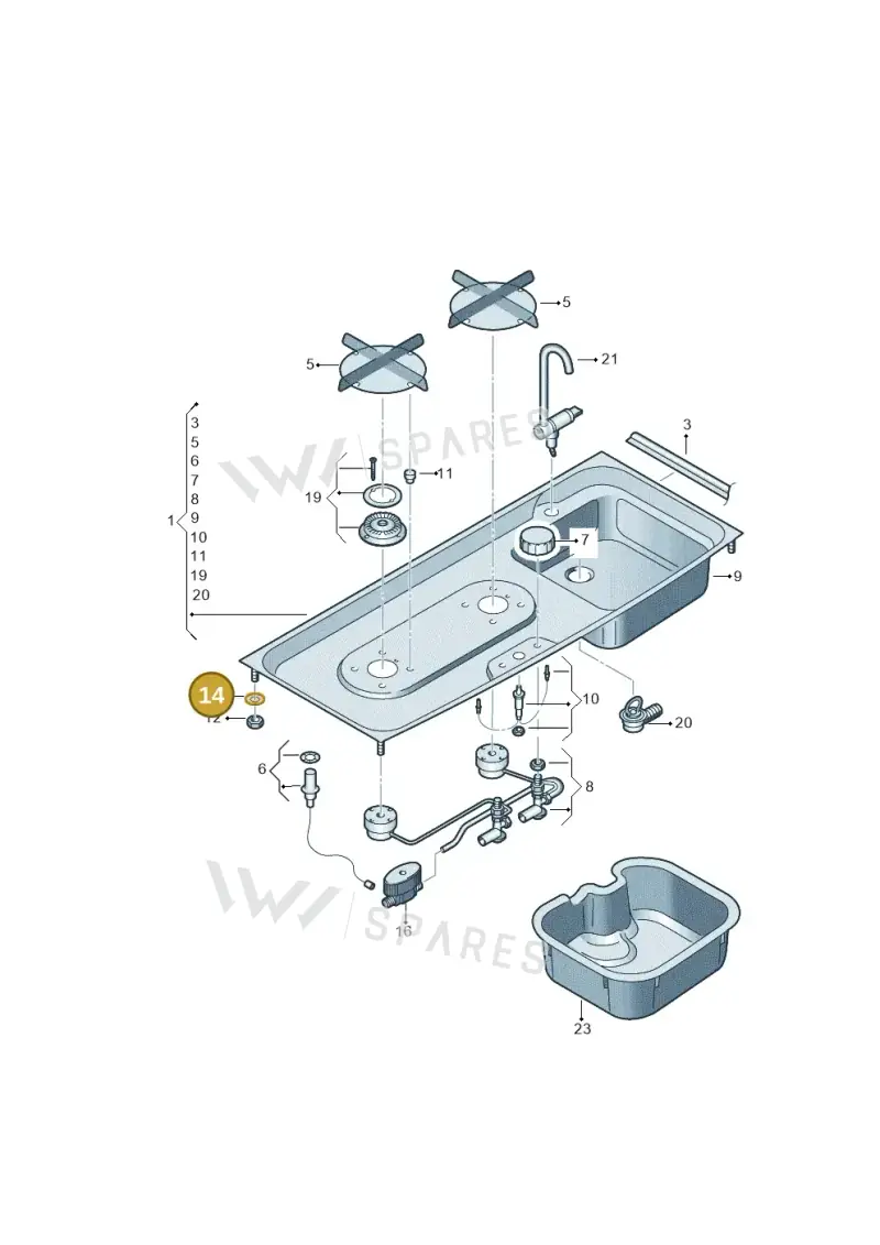 N01166410 — Volkswagen California Camper (2009-2011) diagram 613068110, position 14