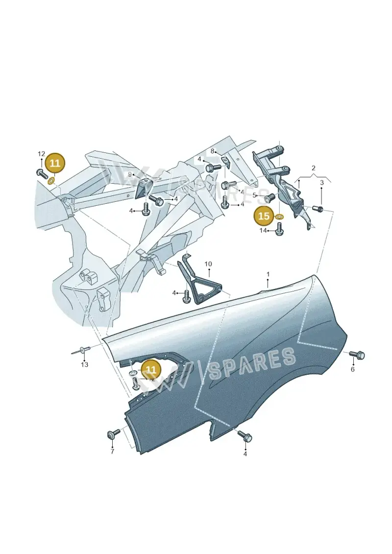 N01166623 — Audi R8 Spyder (2015-2024) diagram 872809500, position 11+15