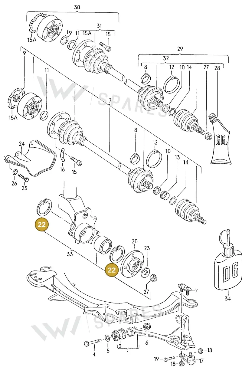 N0122922 — Audi 80/90 (1987-1989) diagram 003050000, position 22