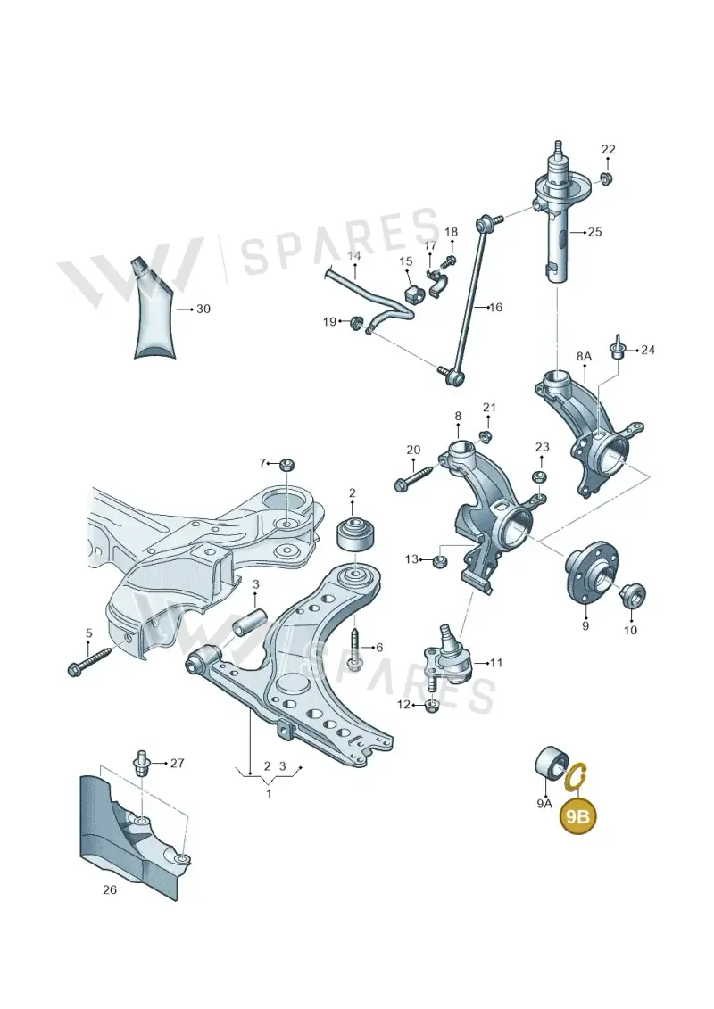 N0122951 — Volkswagen Polo (2009-2014) diagram 677407000, position 9B