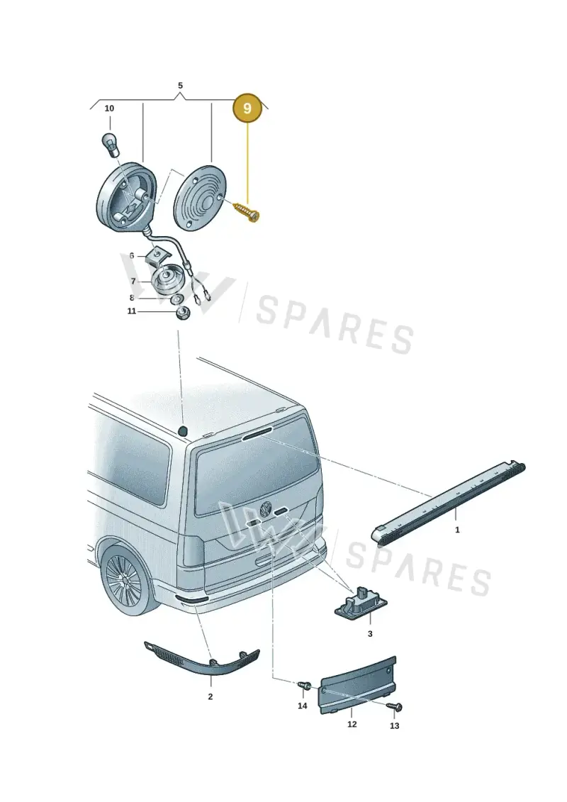 N01396626 — Volkswagen Caravelle (2019-2024) diagram 7ep945020, position 9
