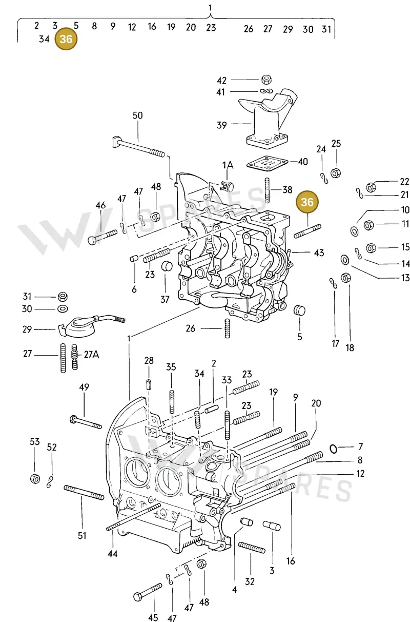 N01444312 — Volkswagen VW 1200 MEX. (1978-1985) diagram 011002000, position 36