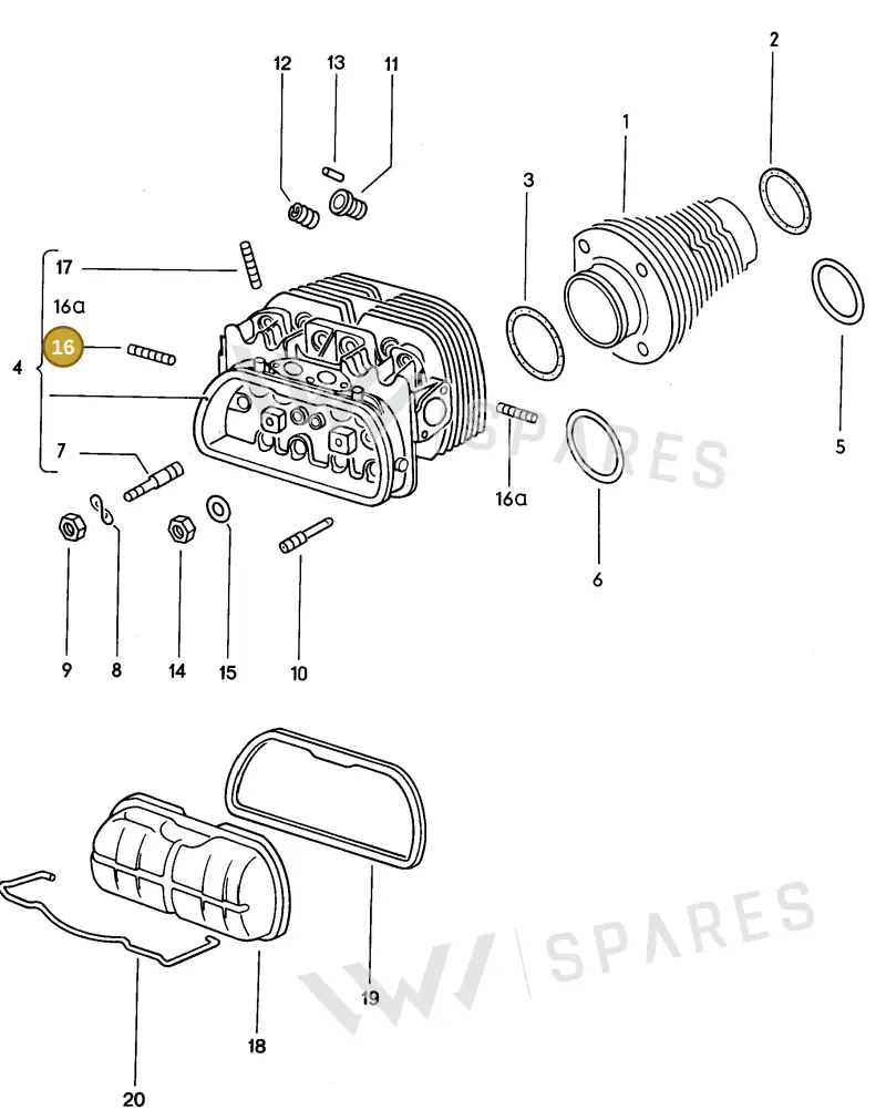 N01444312 — Volkswagen VW 1302/1303 (1970-1980) diagram 031003000, position 16