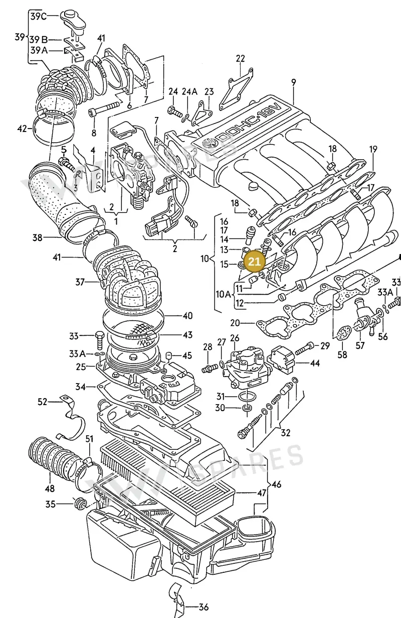 N01472615 — Volkswagen Jetta (1989-1991) diagram 110053500, position 21
