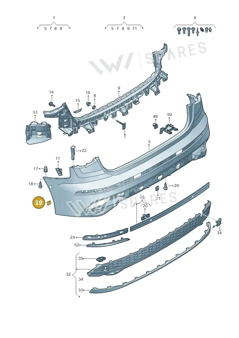 N0154374 — Audi A3 Sportback (2019-2025) diagram 596807625, position 19