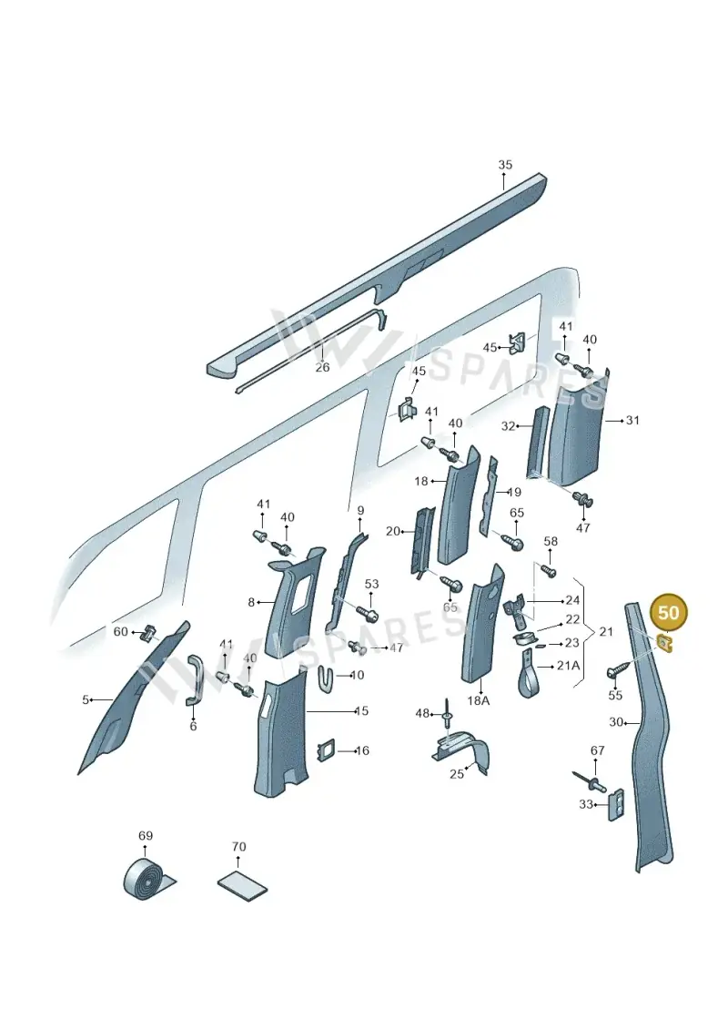 N0154672 — Volkswagen Caravelle (2019-2024) diagram 871867700, position 50