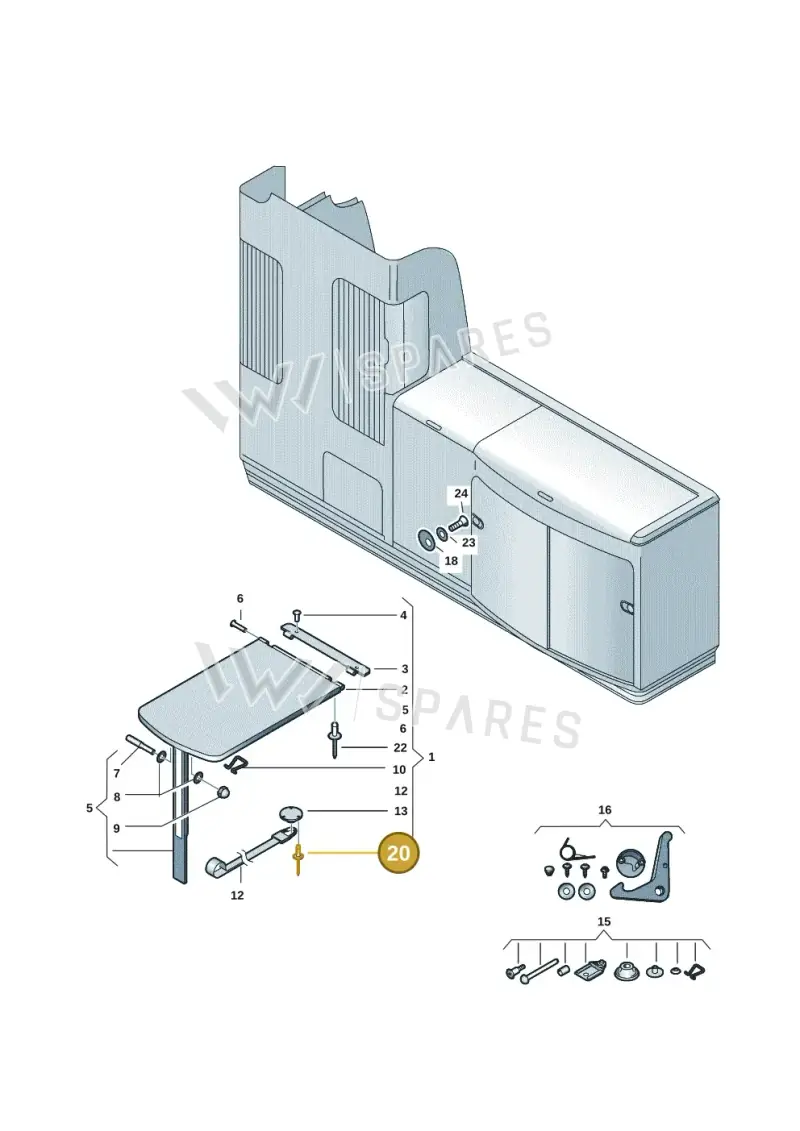 N0161992 — Volkswagen Caravelle (2019-2024) diagram 613068007, position 20
