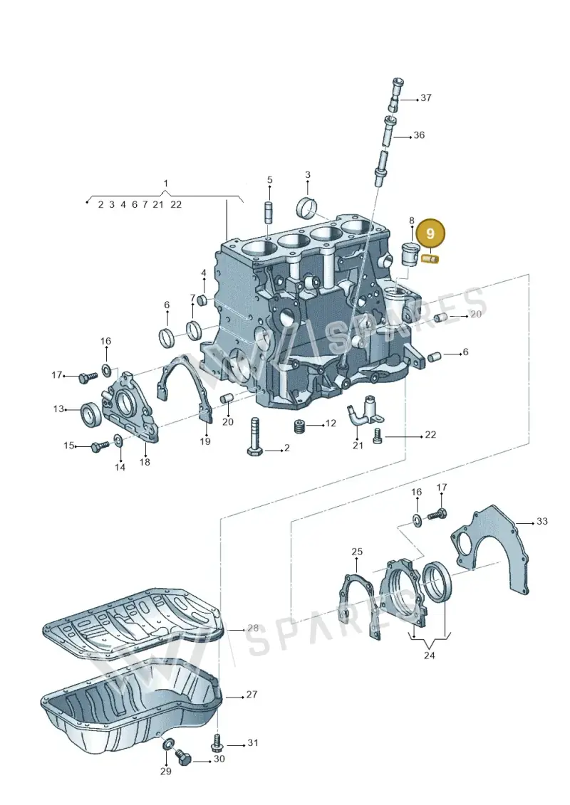 N0162011 — Volkswagen CADDY-KOMBI/KASTENW.   06> (2005-) diagram 303103210, position 9
