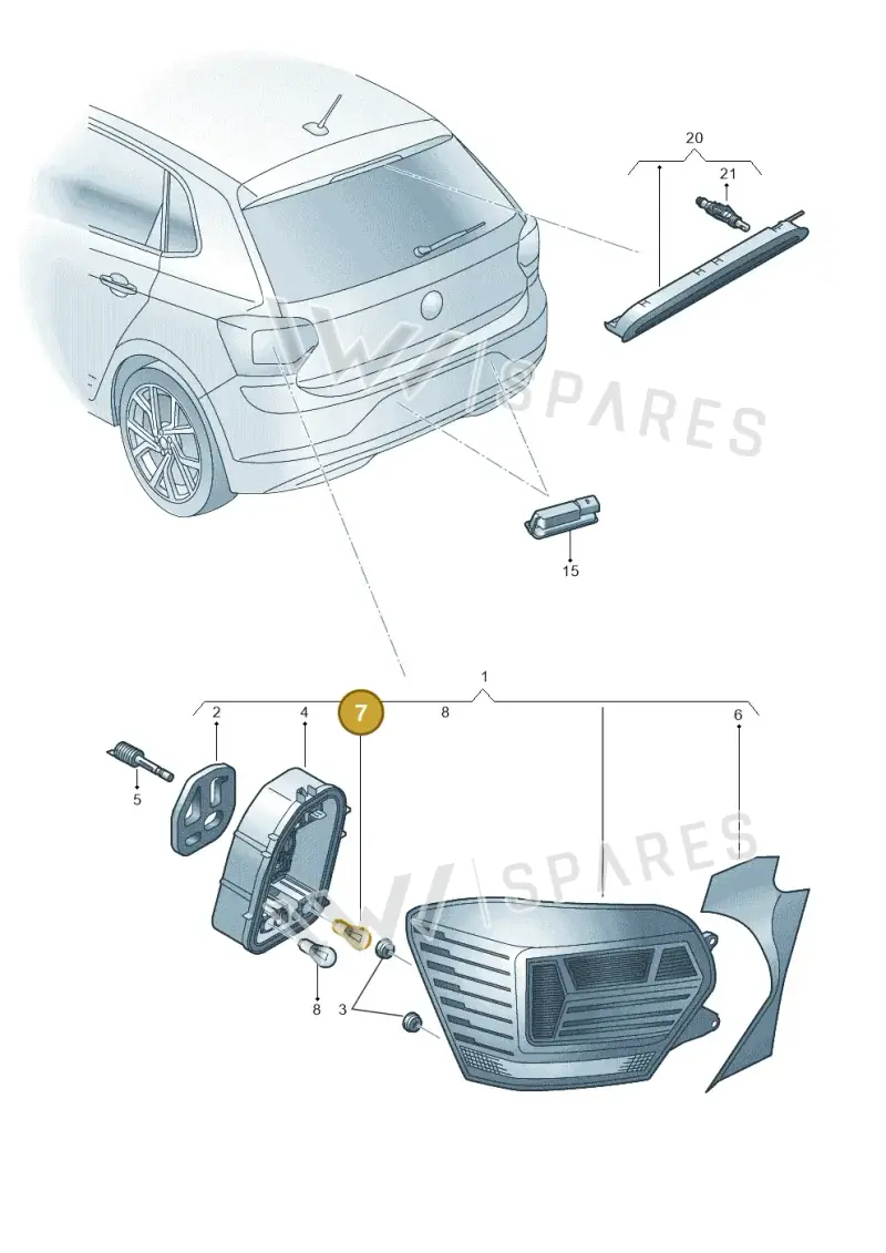 N0177326 — Volkswagen Polo 1.0 BlueMotion (2017-2024) diagram 837945100, position 7