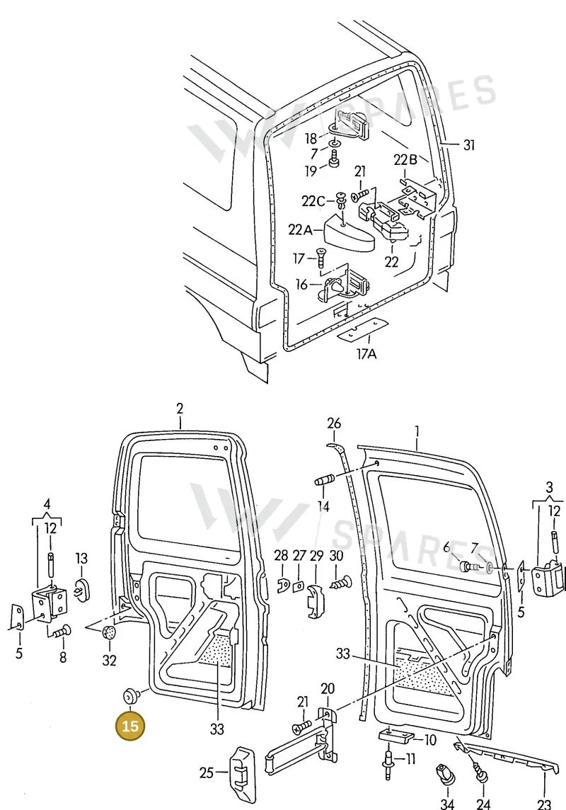 N0200223 — Volkswagen TRANSPORTER SYNCRO (1996-2003) diagram 117827500, position 15