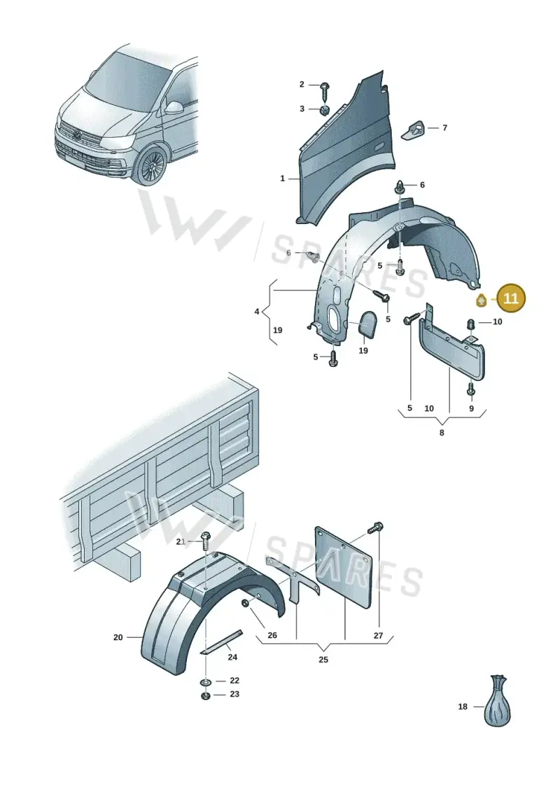 N0200241 — Volkswagen Single-cab transp. (2019-2024) diagram 7fp821100, position 11