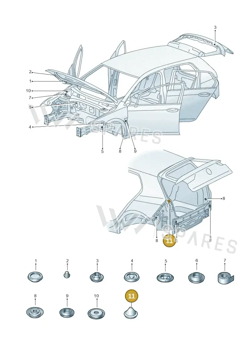 N0200251 — Volkswagen Golf 2.0 BlueMotion (2019-2024) diagram 5h0803035, position 11