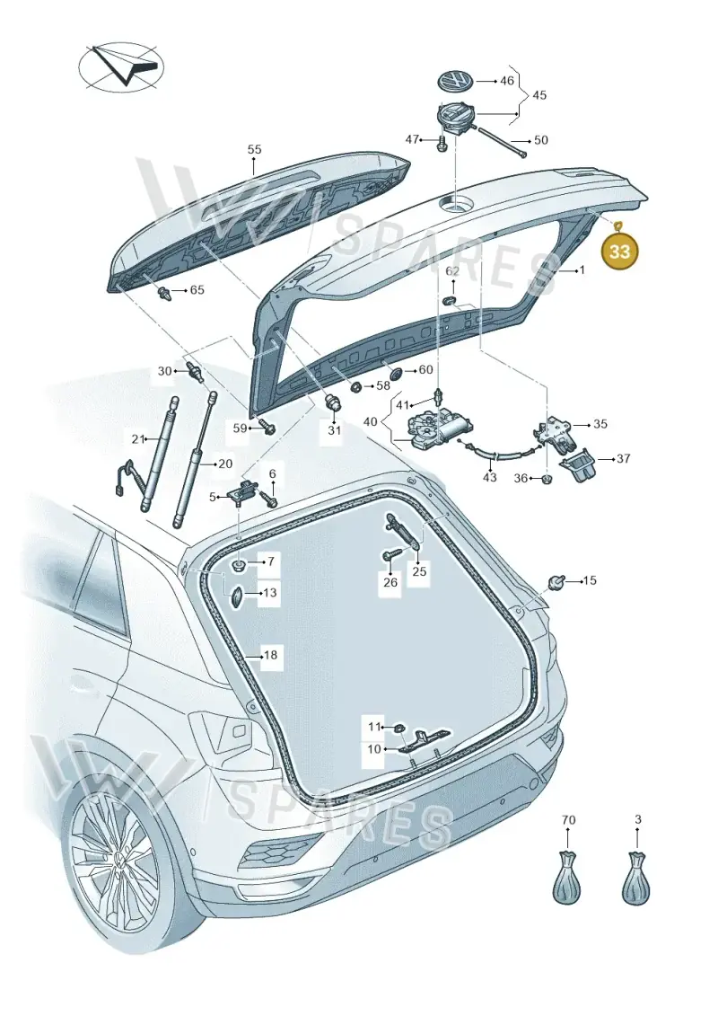N0200321 — Volkswagen T-Roc BlueMotion (2017-2024) diagram 813827000, position 33