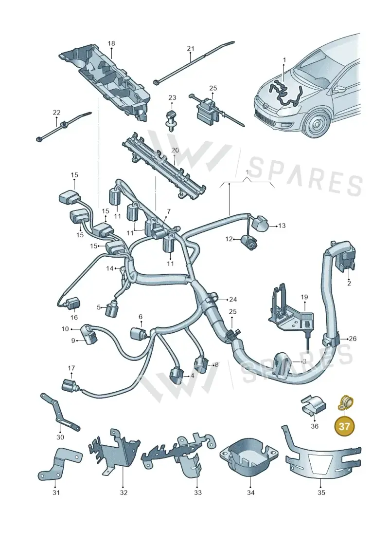 N0206227 — Volkswagen Polo (2012-2014) diagram 873971100, position 37