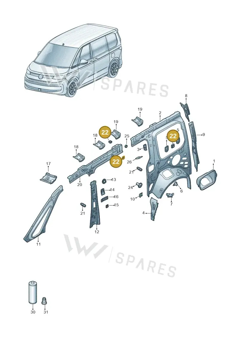 N0211565 — Volkswagen Multivan (2021-) diagram 7t0809000, position 22