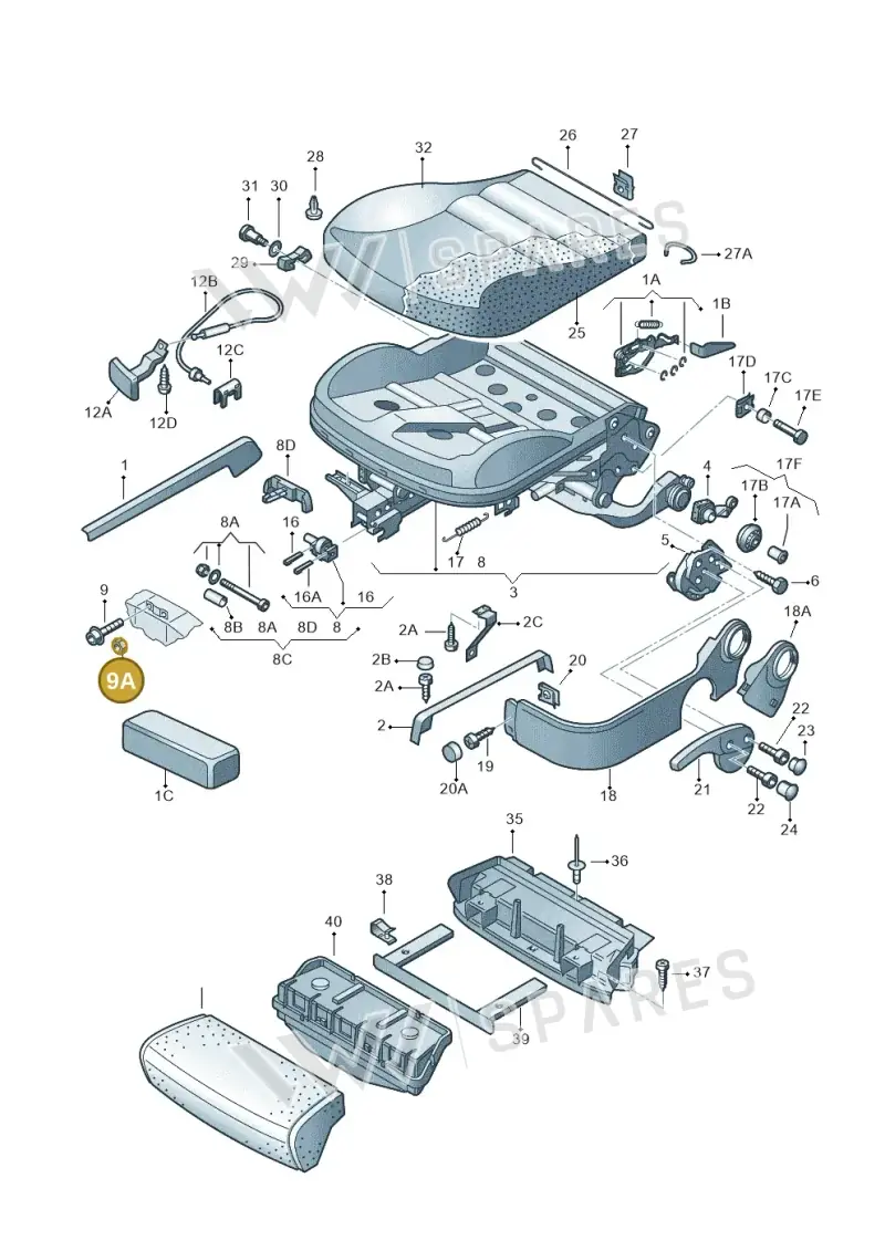 N0230038 — Volkswagen New Beetle Cabrio.     06> (2005-) diagram 203881000, position 9A