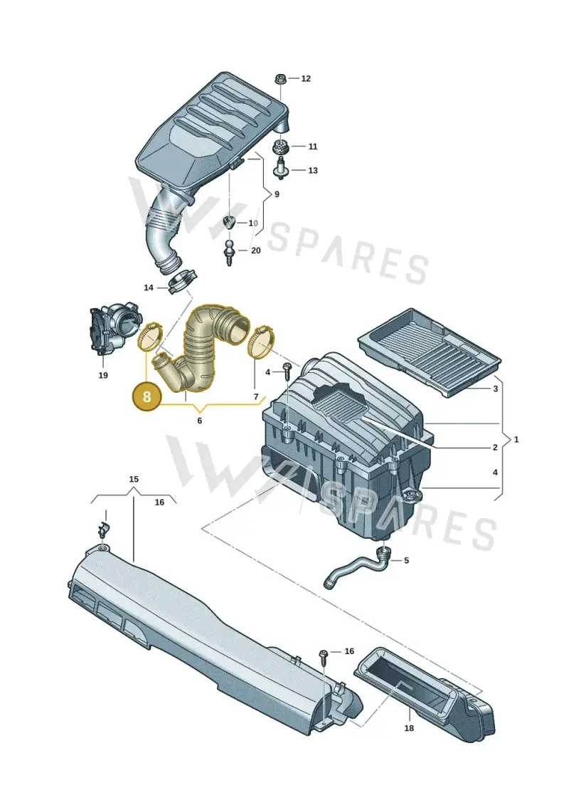 N0245047 — Volkswagen Polo 1.0 BlueMotion (2017-2024) diagram 837129005, position 8