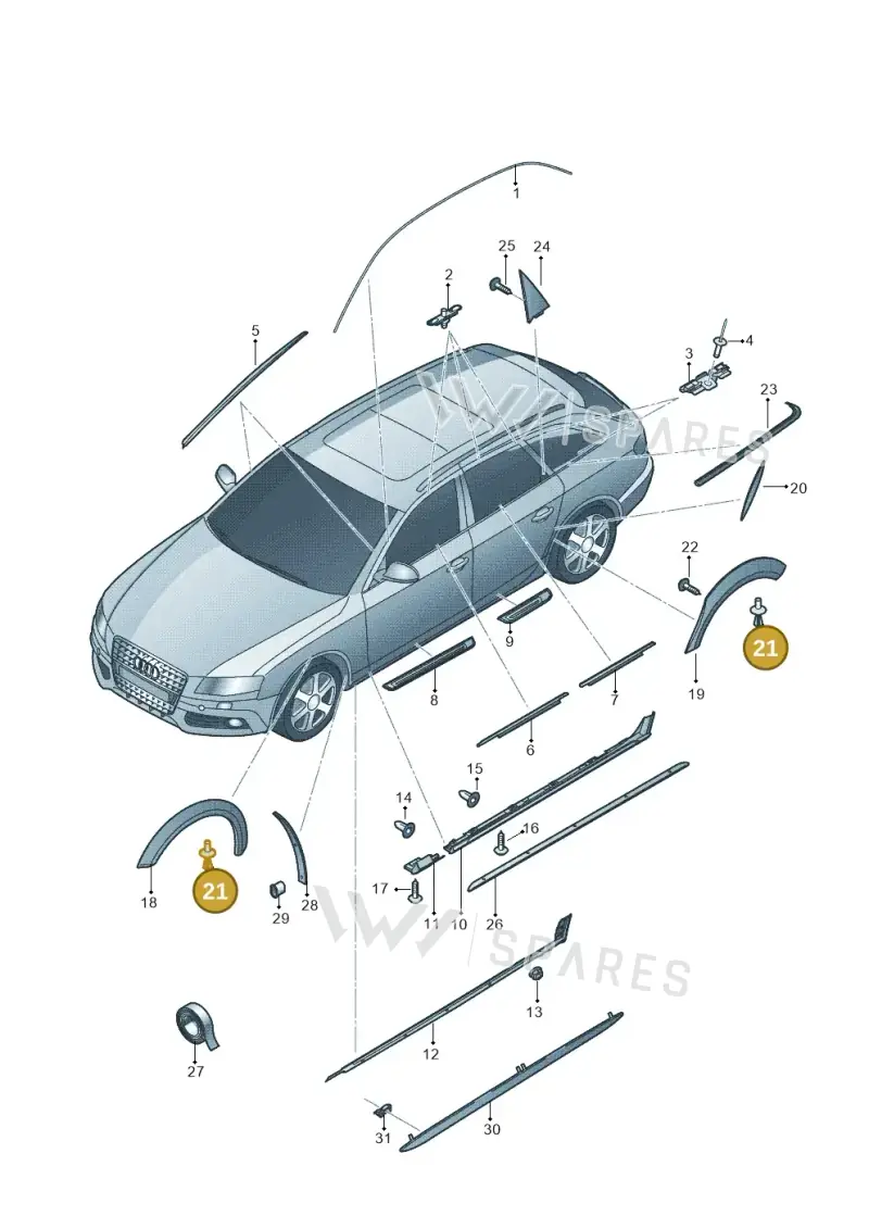 N0385071 — Audi A4 Av. Allroad (2008-2016) diagram 673853100, position 21