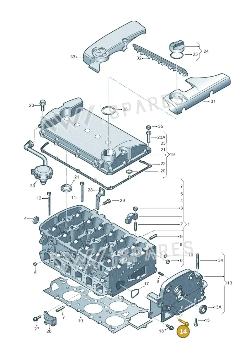 N10102302 — Volkswagen Touareg (2003-2005) diagram 258103400, position 14