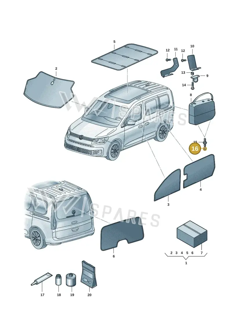 N10118104 — Volkswagen Caddy Maxi Kombi (2020-2024) diagram 2ka861015, position 16