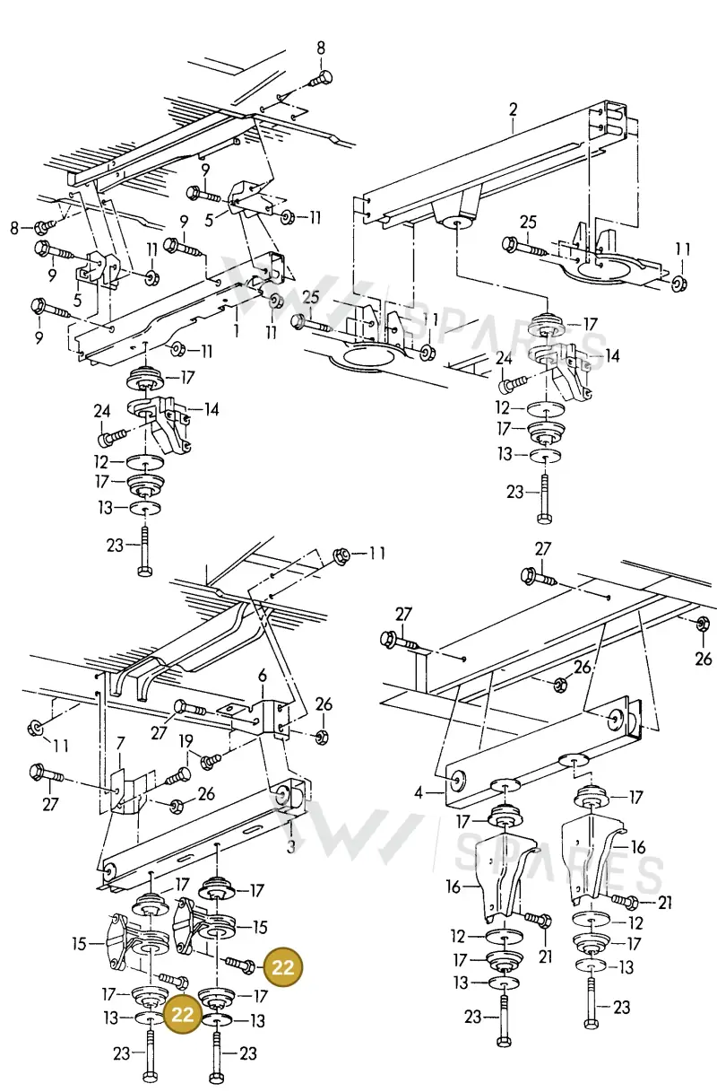 N10197201 — Volkswagen TRANSPORTER SYNCRO (1996-2003) diagram 131505100, position 22
