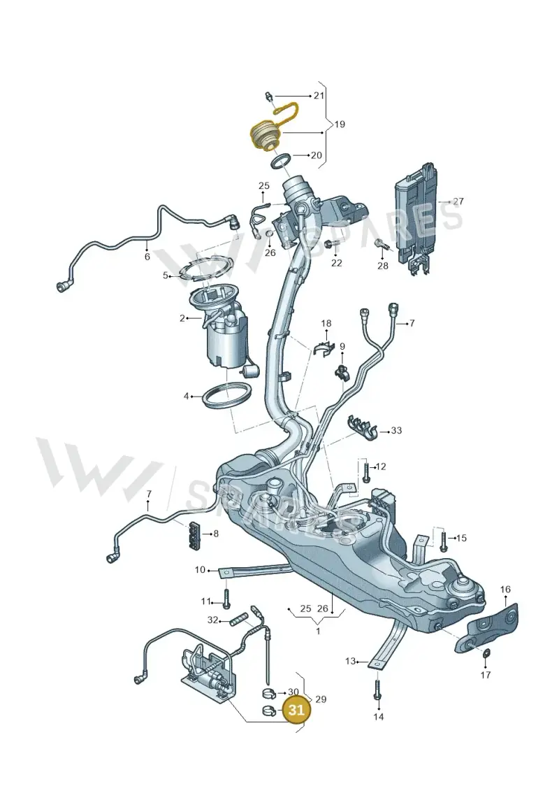 N10198301 — Volkswagen Golf 2.0 BlueMotion (2019-2024) diagram 5h0201033, position 31