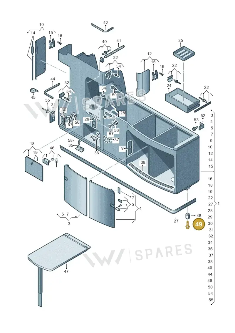 N10198505 — Volkswagen California Camper (2015-2019) diagram 613068000, position 49