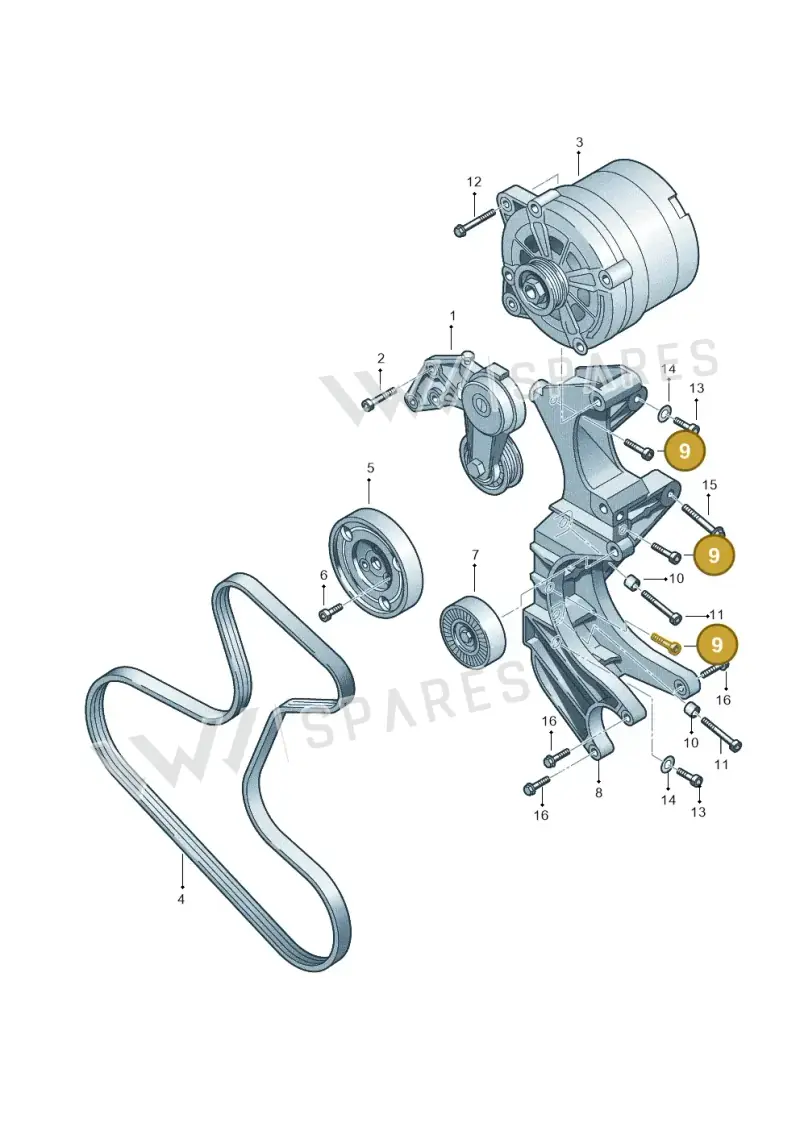 N10307502 — Volkswagen Phaeton 4motion (2008-2010) diagram 258903300, position 9