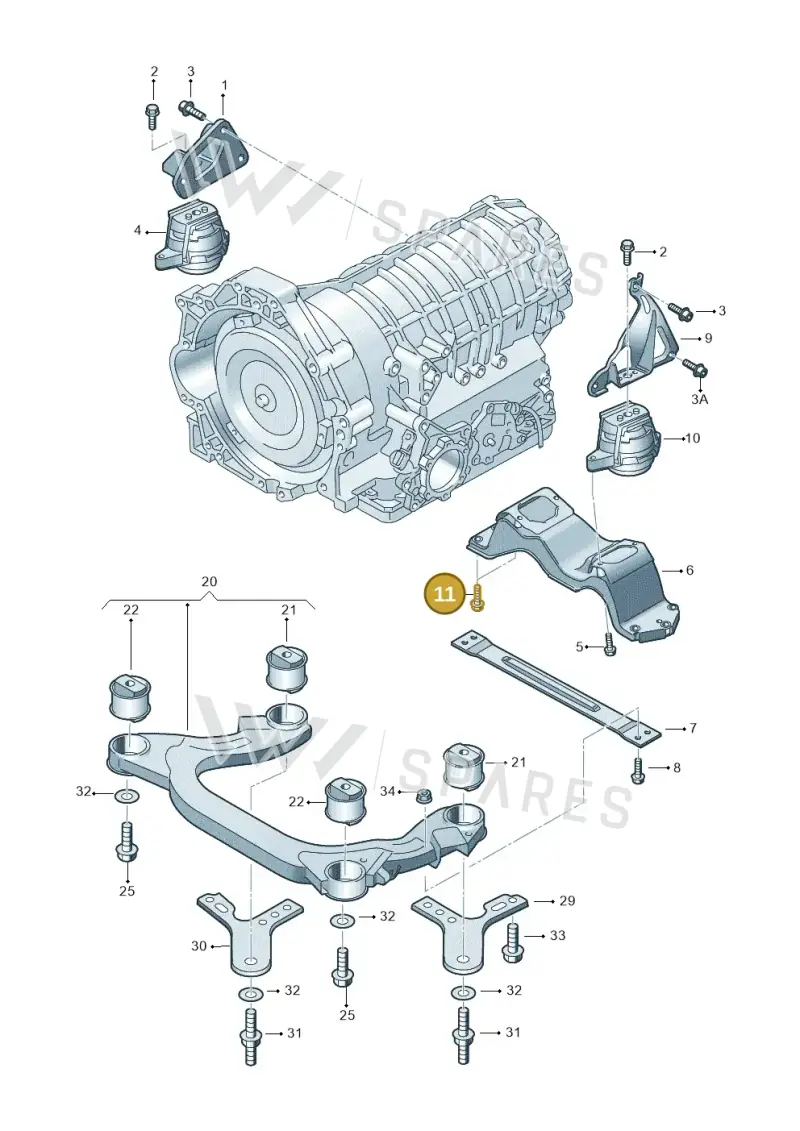 N10323205 — Volkswagen Phaeton 4motion (2010-2016) diagram 258399800, position 11